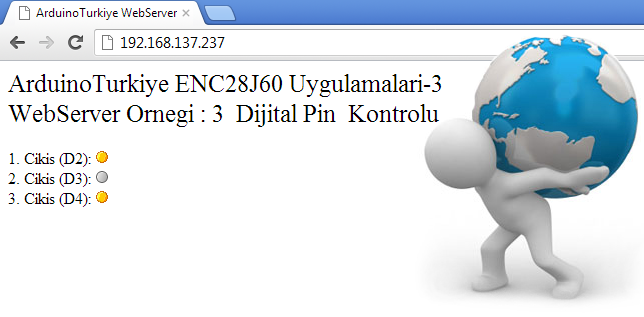 Arduino ve ENC28J60 Ethernet Modülü Uygulamaları-3: WebServer